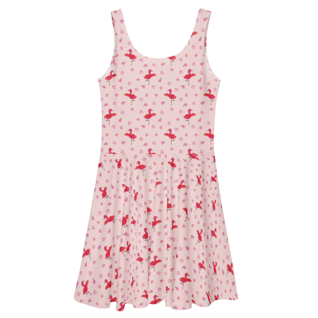 Sukienka letnia Flamingo joga Sommerkleid, Kleid, Skaterkleid, Flamingo, Namaste, Yoga, Vogel, Tiefenentspannung, Entspannung, Aufregen, Achtsamkeit, Yoga-Übung, Ärger
