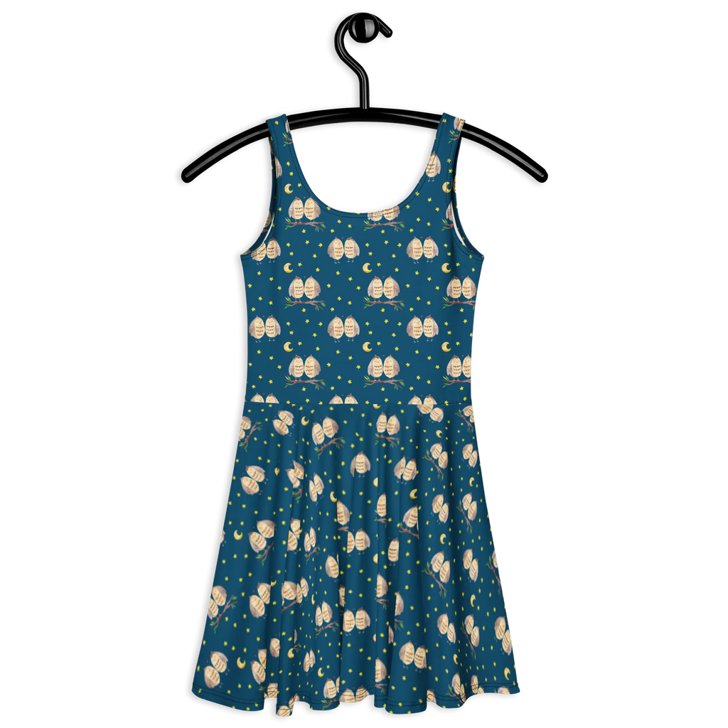 Sommerkleid Eulen Liebe Muster Kleid, Skaterkleid, Sommerkleid, Eule, Liebe, Owl, Hochzeit Spruch, All You Need Is Love, Wortspiel Lustig, Freund, Eule Deko, Liebe Spruch, Freundin Geschenk