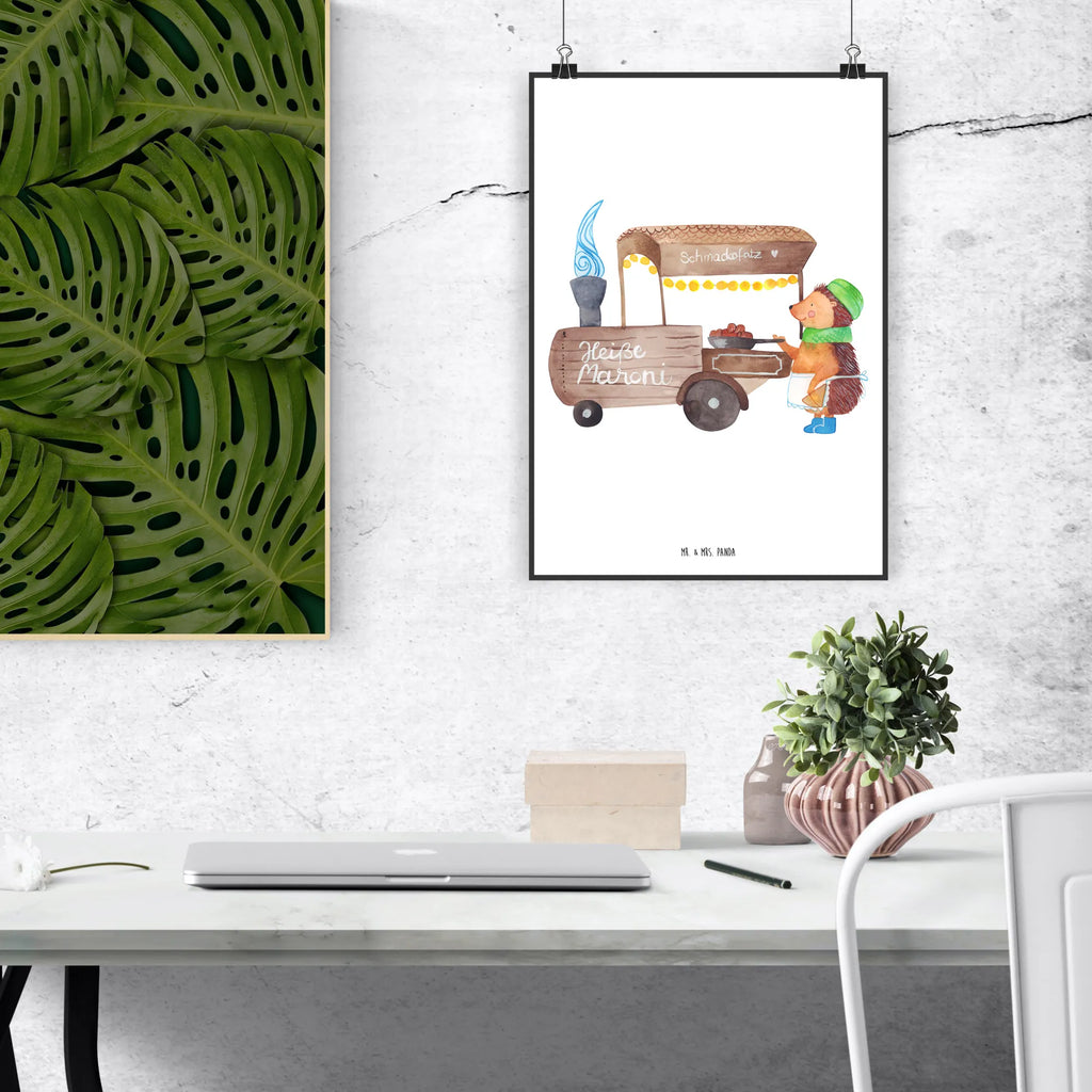 Plakat Jeż kasztany Raumdekoration, Kunstdruck, Küchenposter, Wanddeko, Designposter, Poster, Wanddeko Bild, Posterdruck, Handgemaltes Poster, Wanddekoration, Kinderposter, Wandposter, Bild, Mr. & Mrs. Panda Poster, Winter, Weihnachten, Weihnachtsdeko, Nikolaus, Advent, Heiligabend, Wintermotiv, Weihnachtsmarkt, Kastanien, Maronen, Duft