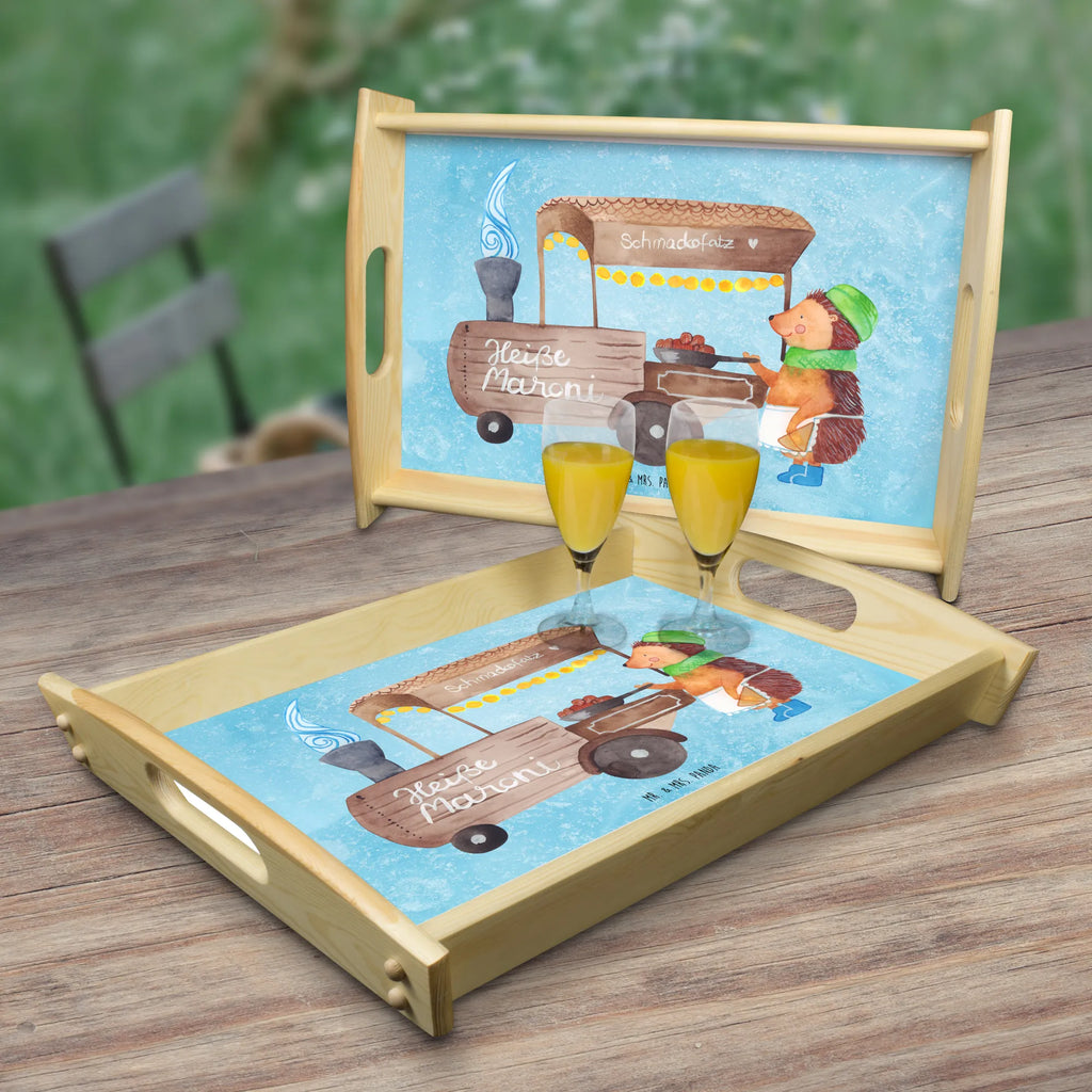 Serviertablett Igel Maronen Küchentablett, Dekotablett, Serviertablett, Tablett, Frühstückstablett, Holztablett, Winter, Weihnachten, Weihnachtsdeko, Nikolaus, Advent, Heiligabend, Wintermotiv, Kastanien, Maronen, Duft, Weihnachtsmarkt