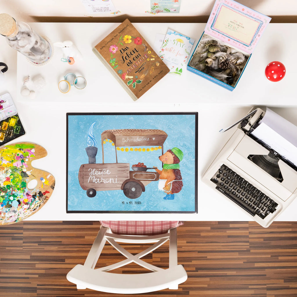 Schreibtischunterlage Igel Maronen Schreibtischauflage, Büroartikel, Schreibwaren, Schreibunterlage, Bürobedarf, Schreibtischunterlage Groß, Schreibtisch Unterlagen, Winter, Weihnachten, Weihnachtsdeko, Nikolaus, Advent, Heiligabend, Wintermotiv, Weihnachtsmarkt, Maronen, Kastanien, Duft