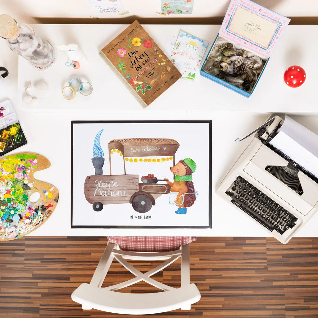 Schreibtischunterlage Igel Maronen Schreibtischauflage, Büroartikel, Schreibwaren, Schreibunterlage, Bürobedarf, Schreibtischunterlage Groß, Schreibtisch Unterlagen, Winter, Weihnachten, Weihnachtsdeko, Nikolaus, Advent, Heiligabend, Wintermotiv, Weihnachtsmarkt, Maronen, Kastanien, Duft