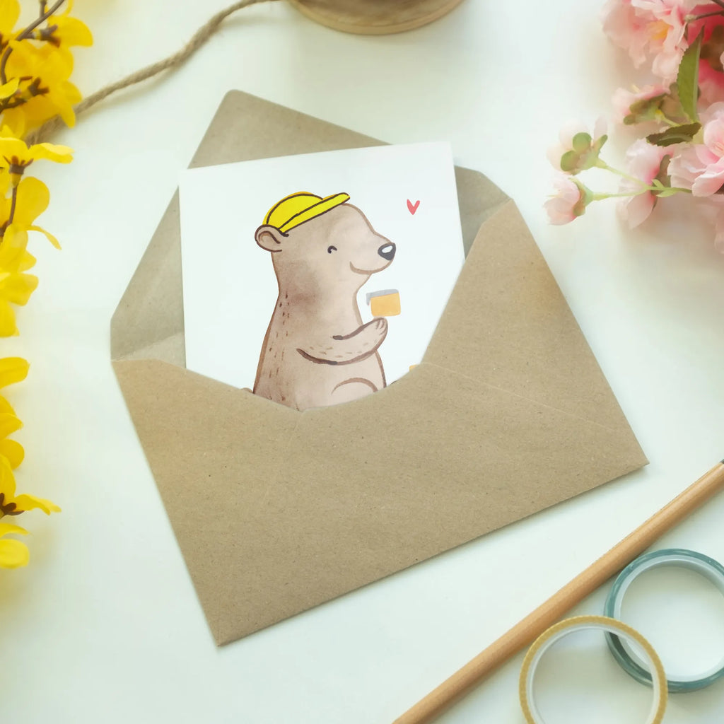 Grußkarte Maurer mit Herz Klappkarte, Einladungskarte, Glückwunschkarte, Grußkarte, Ansichtskarten, Geburtstagskarte, Karte, Hochzeitskarte, Beruf, Ausbildung, Jubiläum, Abschied, Rente, Kollege, Kollegin, Geschenk, Schenken, Arbeitskollege, Mitarbeiter, Firma, Danke, Dankeschön, Maurermeister, Maurer, Gesellenprüfung, Maurerbetrieb, Handwerker