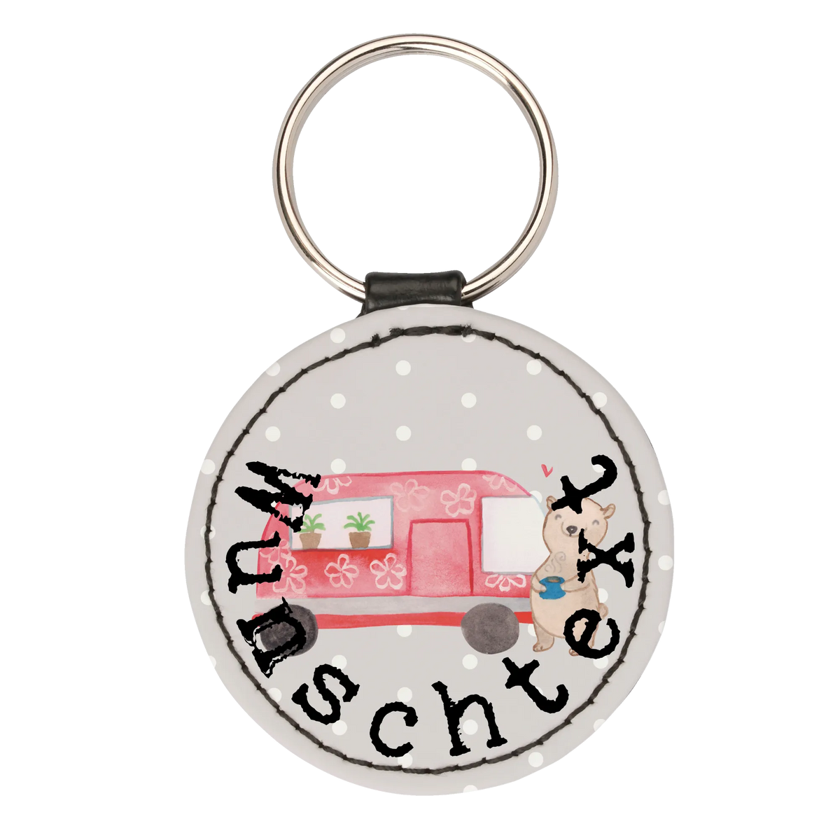 Personalised key ring bear camper Gift, sport, hobby, giving, thank you, award, profit, athlete, Vacation, Road Trip, Camper, RV, Campground, Camping
