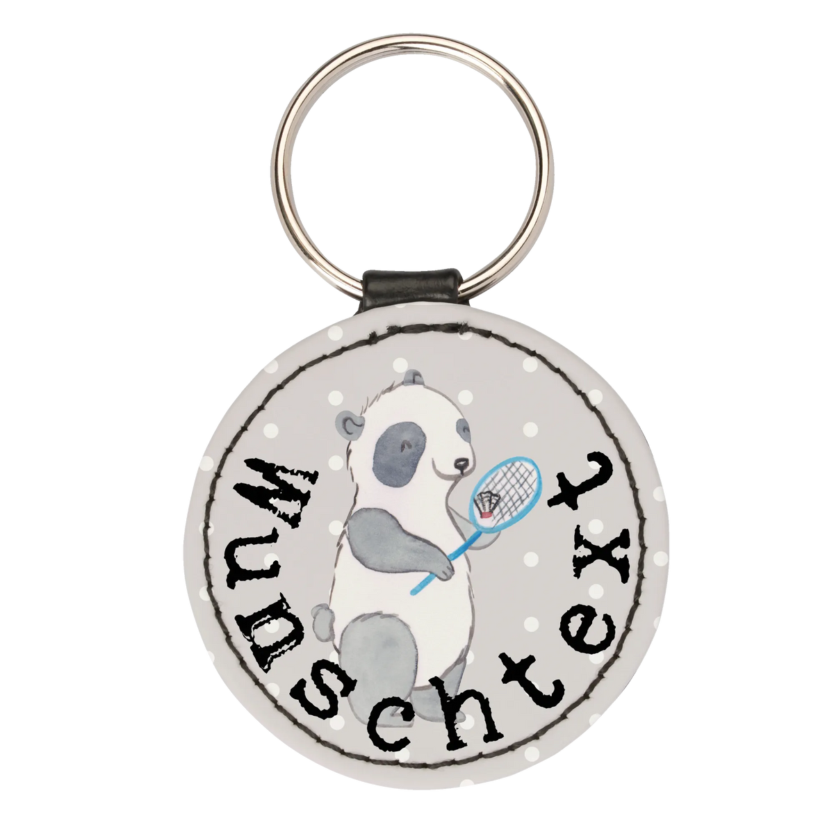 Personalised key ring panda badminton Gift, sport, hobby, giving, thank you, award, profit, athlete, play badminton, Badminton