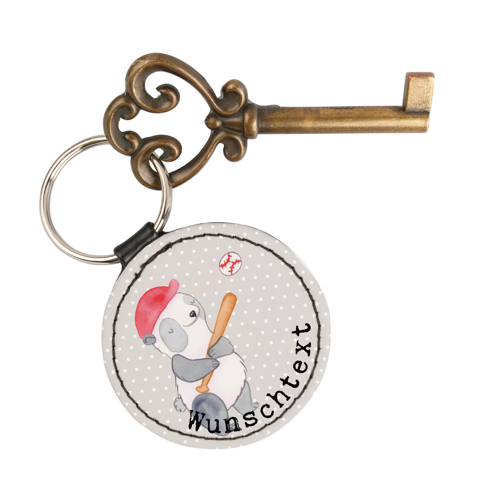 Personalised key ring panda playing baseball Gift, sport, hobby, giving, thank you, award, profit, athlete, baseball club, baseball field, play baseball, ball sports, baseball games, baseball match