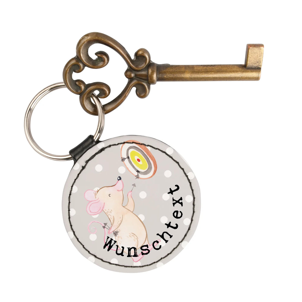Personalised key ring Mouse play darts Gift, sport, hobby, giving, thank you, award, profit, athlete, darts tournament, darts, Play darts