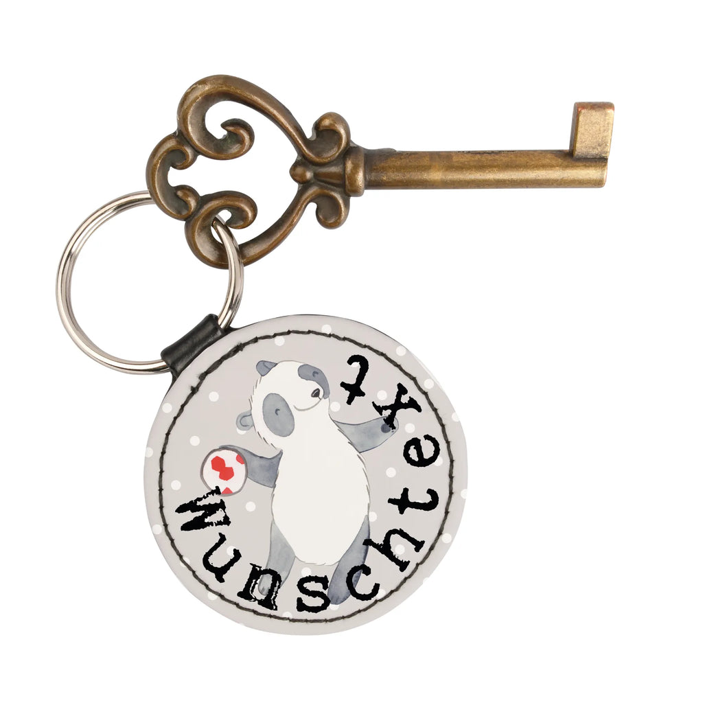 Personalised key ring panda playing handball Gift, sport, hobby, giving, thank you, award, profit, athlete, handball club, Play handball, handball association, handball tournament