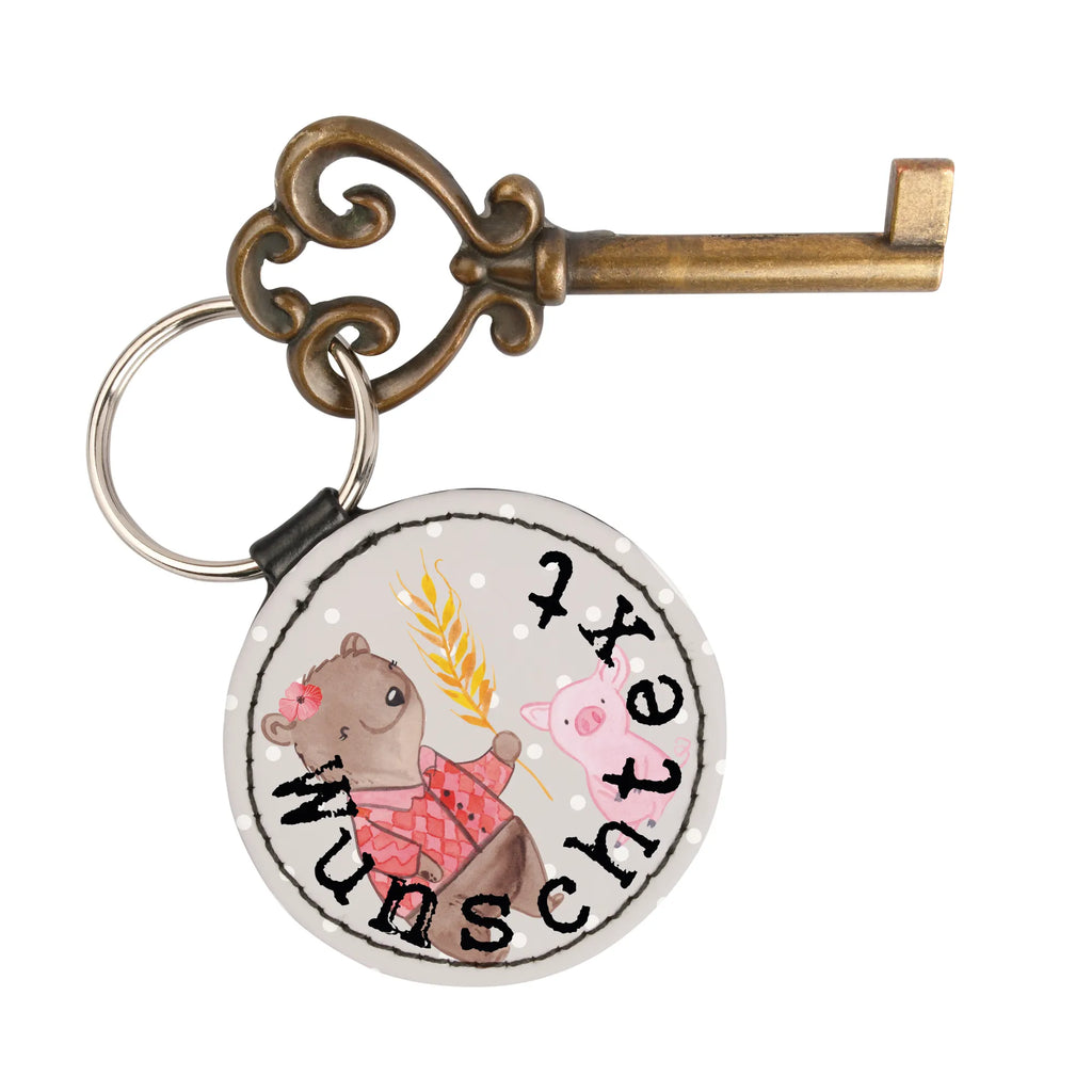 Personalised key ring female farmer heart gift, gift idea, best, farewell gift, passing exam, anniversary, retirement, promotion, job start, sayings, funny, profession