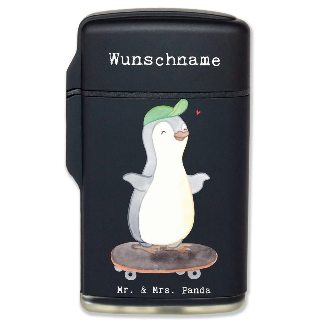 Personalised lighter penguin skateboarding Gift, sport, hobby, giving, thank you, award, profit, athlete, skateboard, skating, skate rink, Skateboarding, skateboarding
