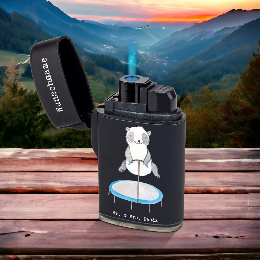Personalised lighter panda trampoline jumping Gift, sport, hobby, giving, thank you, award, profit, athlete, trampoline jumping, gym, trampoline gymnastics