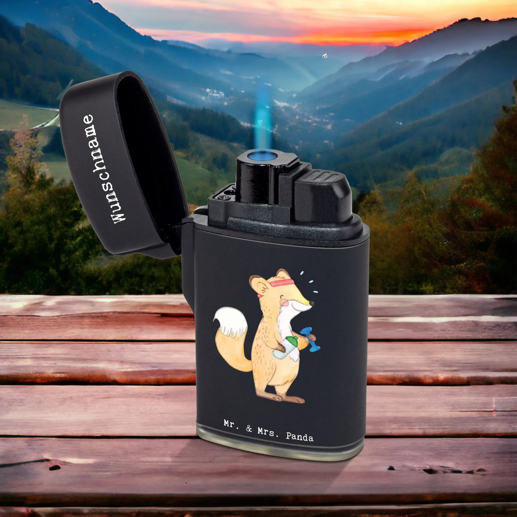 Personalised lighter Fox fitness Gift, sport, hobby, giving, thank you, award, profit, athlete, gym, sports club, exercising, Fitness, weight training