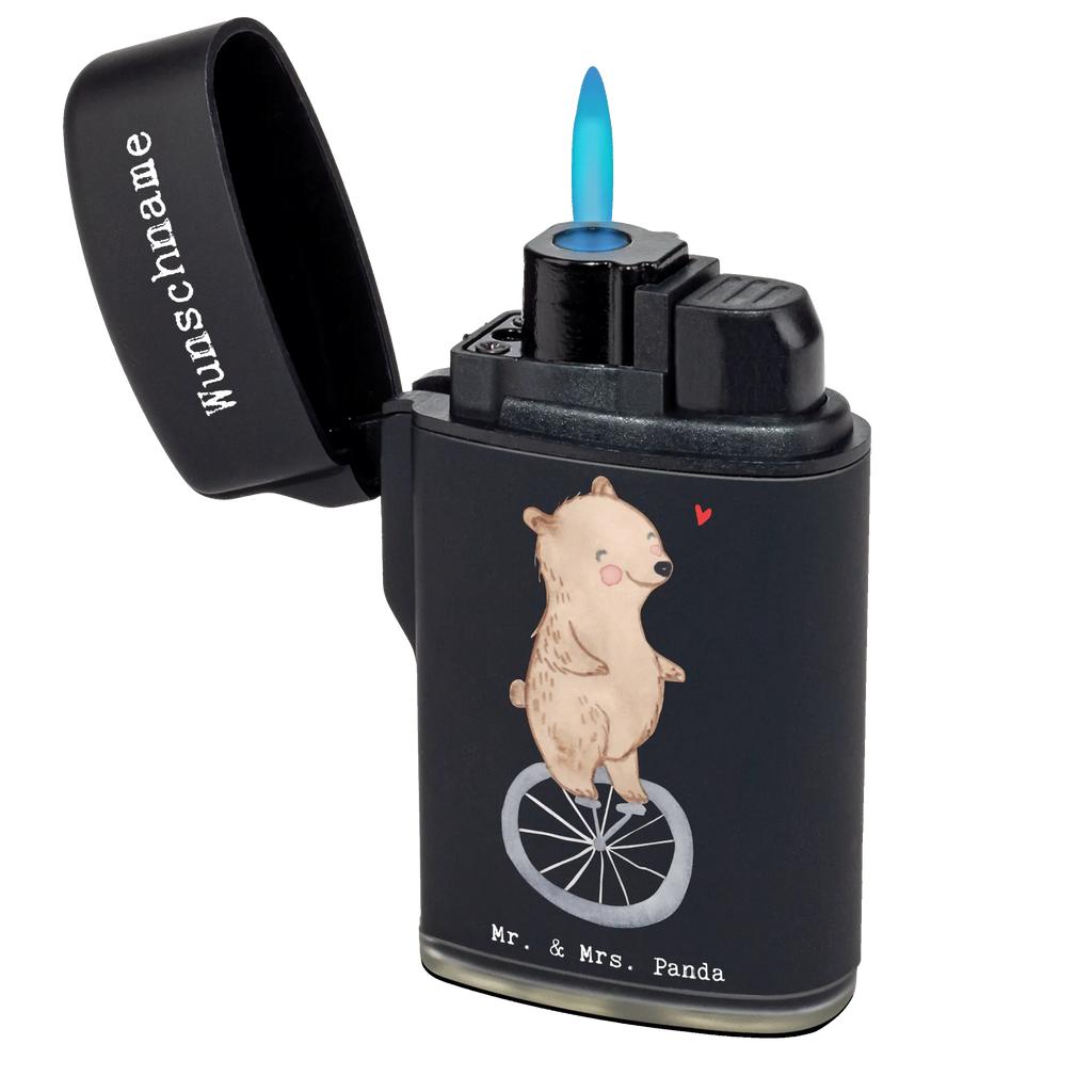 Personalised lighter bear ride a unicycle Gift, sport, hobby, giving, thank you, award, profit, athlete, ride a unicycle