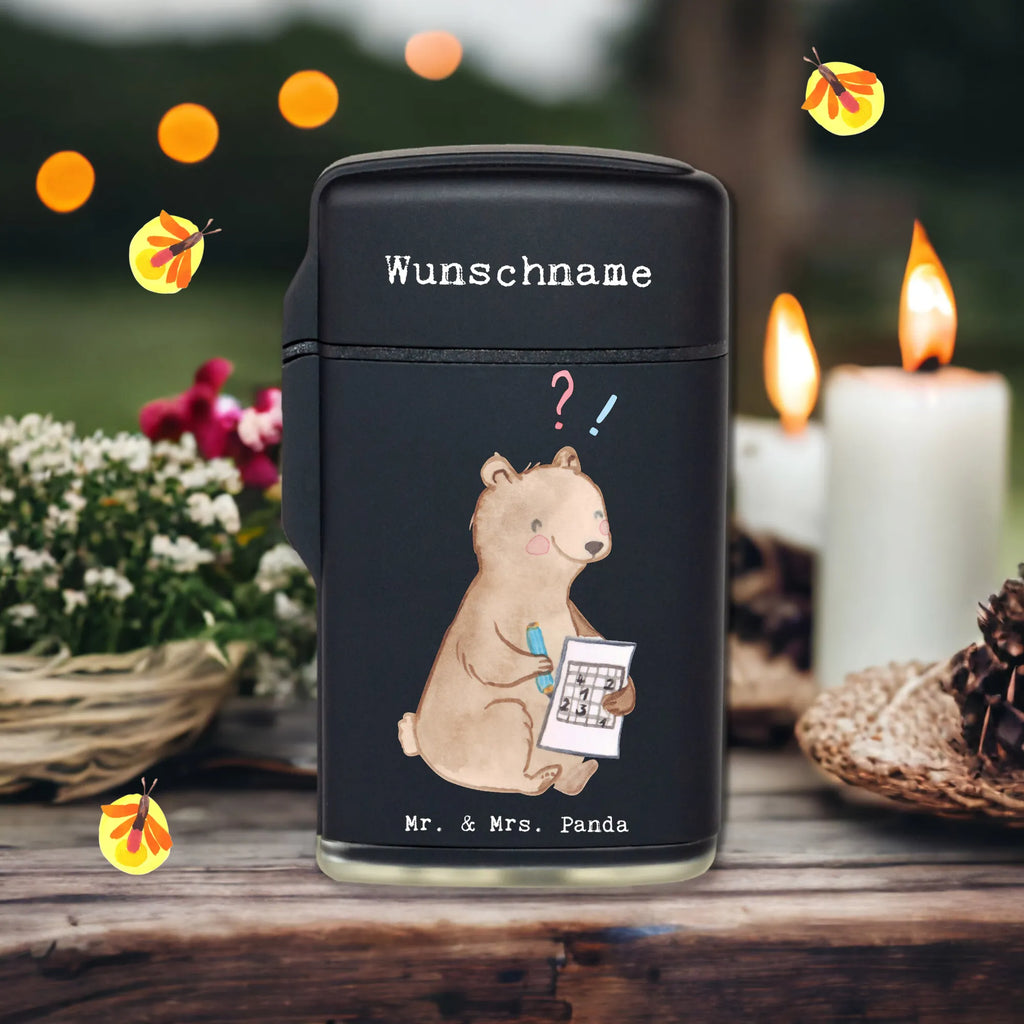 Personalised lighter bear solve riddles Gift, sport, hobby, giving, thank you, award, profit, athlete, solving crossword puzzles, memory sports, Solving puzzles, memory training, riddles