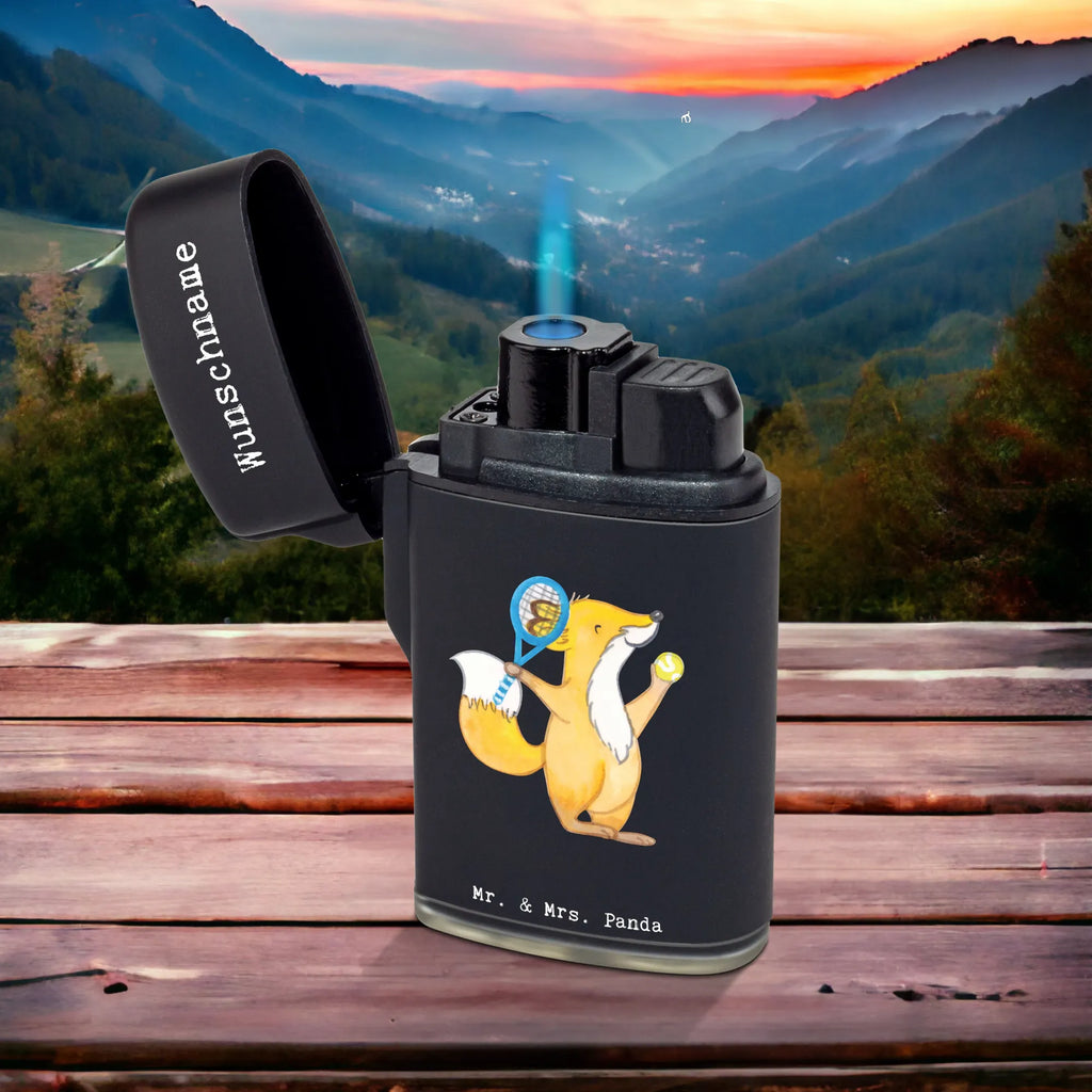 Personalised lighter Fox play tennis Gift, sport, hobby, giving, thank you, award, profit, athlete, tennis tournament, tennis club, ball sport, Playing tennis