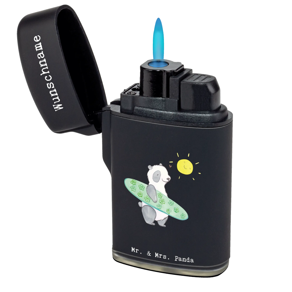 Personalised lighter panda surfing Gift, sport, hobby, giving, thank you, award, profit, athlete, Surfing, surf school, surfing