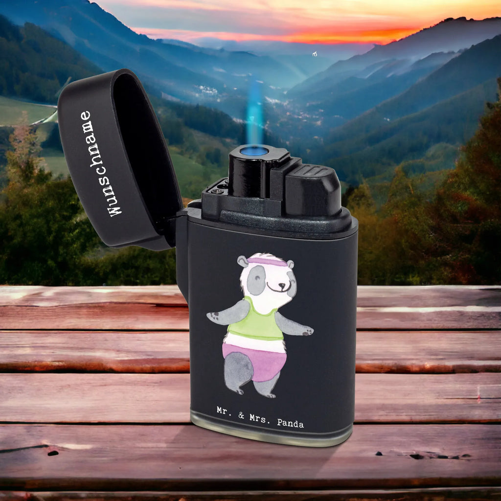 Personalised lighter panda aerobics Gift, sport, hobby, giving, thank you, award, profit, athlete, gym, aerobics fitness, Aerobics