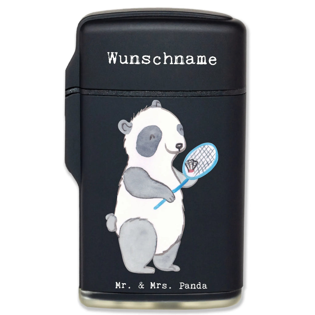Personalised lighter panda badminton Gift, sport, hobby, giving, thank you, award, profit, athlete, Badminton, play badminton