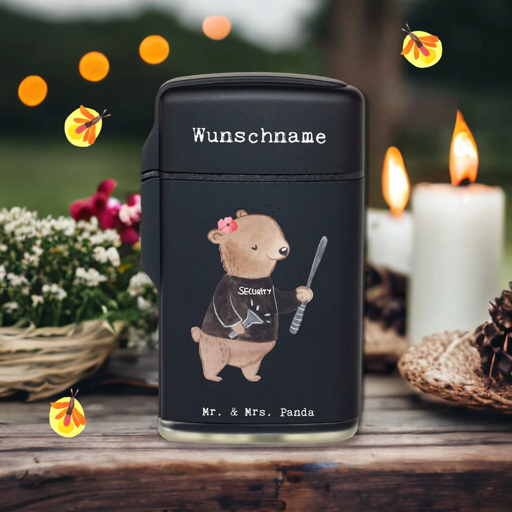 Personalised lighter Female security service employee Heart gift, gift idea, best, farewell gift, passing exam, anniversary, retirement, promotion, job start, sayings, funny, profession