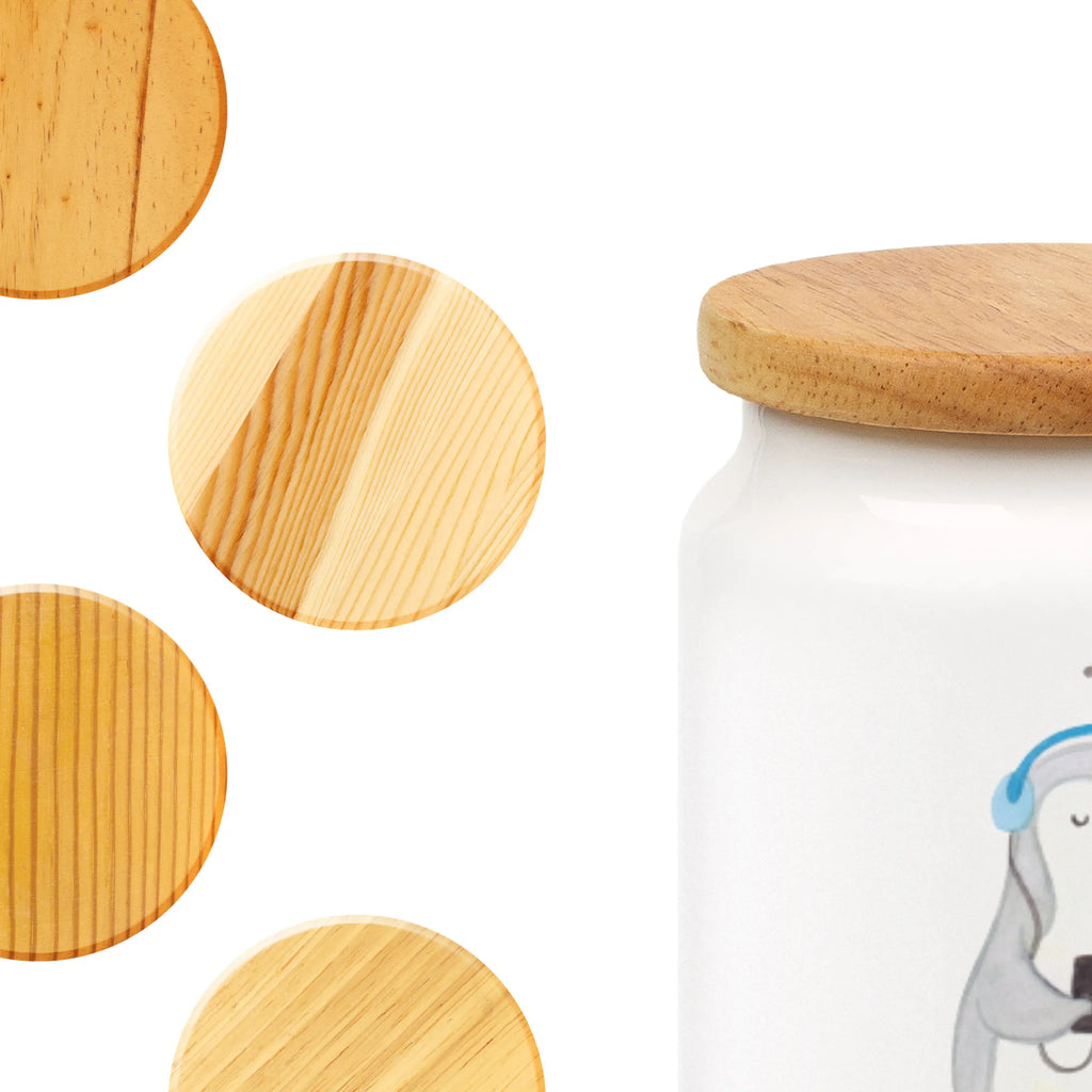 Spersonalizowany pojemnik na zapasy Pingwin Słuchać muzyki Prezent, Sport, Dyscyplina sportowa, Hobby, Darować, Dziękuję, Dzięki, Wyróżnienie, Wygrana, Sportowiec