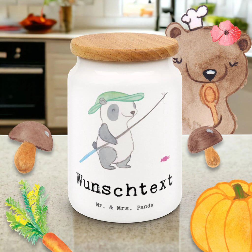 Personalized Storage Jar panda fishing engraved kitchen jar, monogrammed food storage, personalized cookie tin, personalized storage jar, personalized canister, personalized storage container, personalized treat jar, personalized cookie jar, personalized ceramic jar, custom pantry container, custom treat canister, Gift, sport, hobby, giving, thank you, award, profit, athlete, fishing club, hobby angler, fishing, fishing sport, angler, go fishing