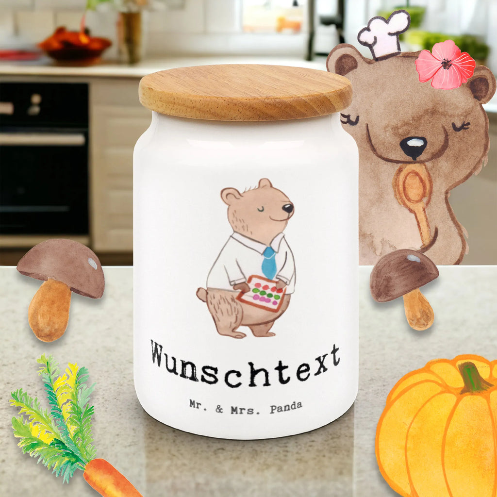 Spersonalizowany pojemnik na zapasy Pracownik banku serce Zawód, Wykształcenie, Jubileusz, Pożegnanie, Emerytura, Kolega, Koleżanka, Prezent, Dawać, Pracownik, Współpracownik, Firma, Dziękuję, Dziękuję bardzo