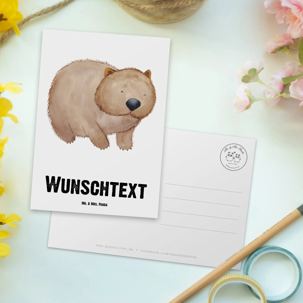 Personalised postcard Wombat small animals, cute, funny, cute animal motives, hand drawn, small world, funny sayings, good mood, happy, gifts, gift ideas, special gifts, animal lover, card, Wombat, motivation, Australia, saying, life is beautiful