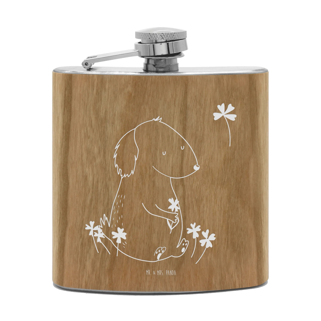 Hipflask Dog shamrock dog, mutt, hound, woof, dog mama, dog breed, love dogs, love for dogs, dog decorative items, bag with dog print, funny gifts for dog owners, what do you give a dog lover, Christmas gifts for dogs, gifts for dogs, dog sayings, gift, mindfulness, cloverleaf, lucky charm, happiness, daydreams, Dog, self-love, motivation, new beginning