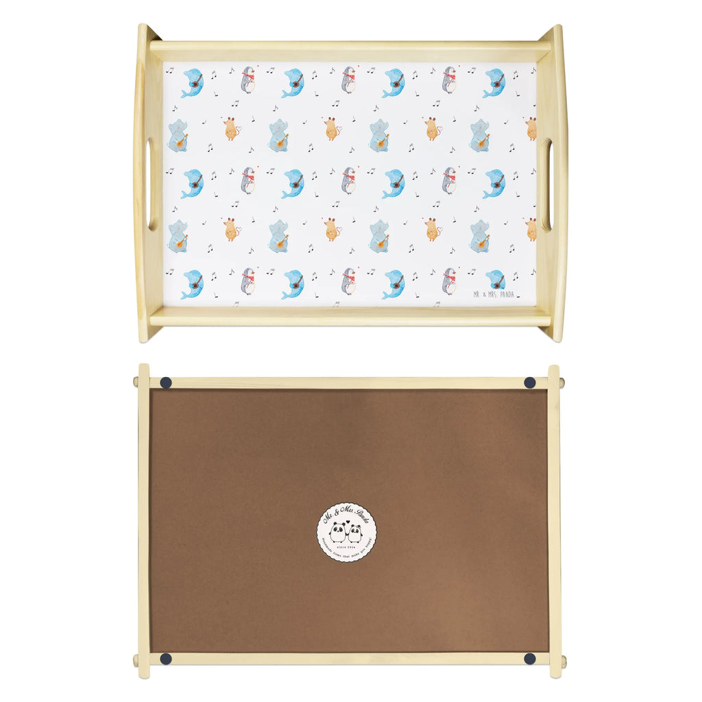 Serviertablett Big Band Muster Dekotablett, Holztablett, Tablett, Frühstückstablett, Küchentablett, Serviertablett, Tiermotive, Gute Laune, lustige Sprüche, Tiere, Delfin, Triangel, Hund, Elefant, Musikanten, Gitarre, Maus, Musik, Band, Pinguin