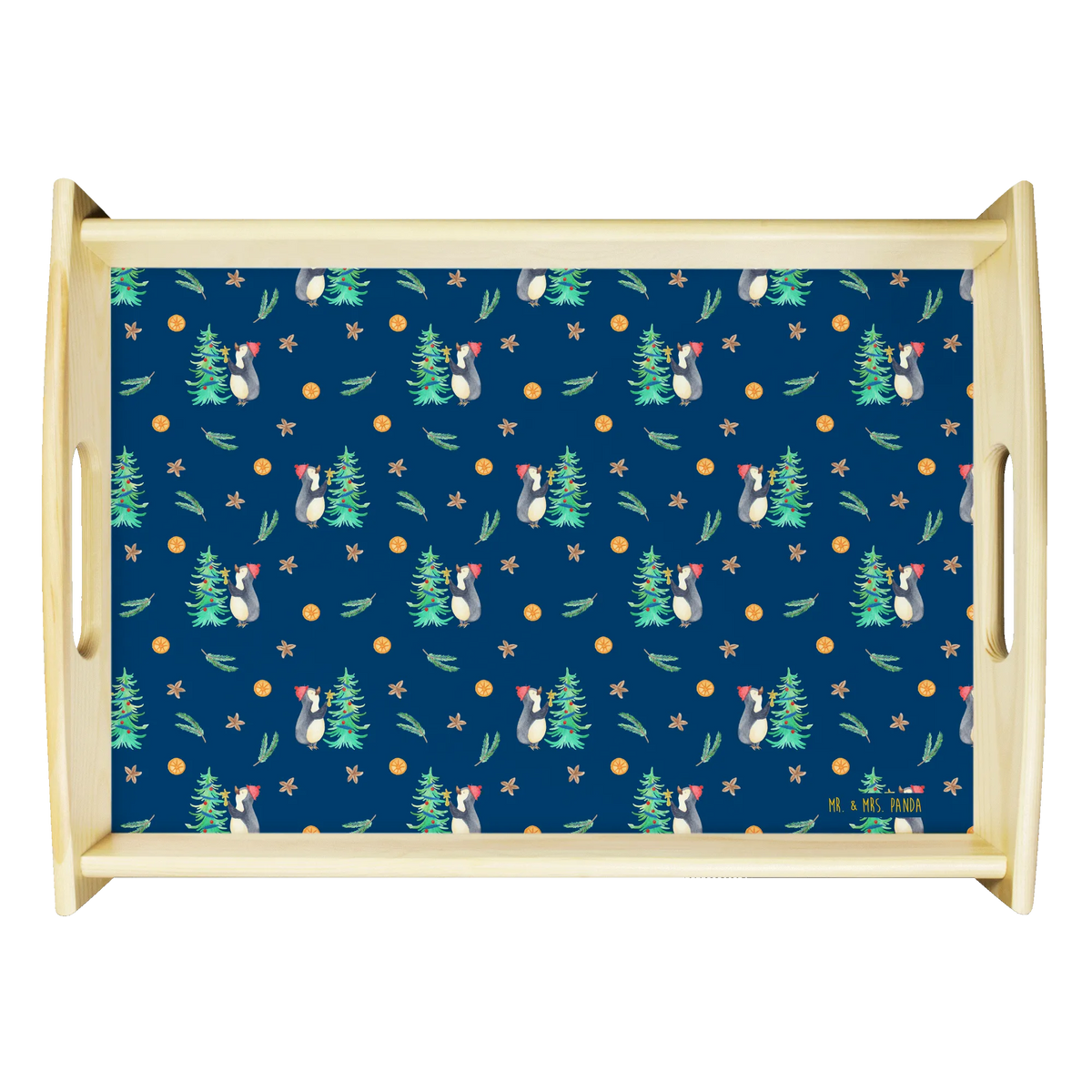 Serving tray penguin Christmas tree breakfast tray, tray, serving tray, kitchen tray, wooden tray, Winter, Christmas, Christmas time, snow, Penguin