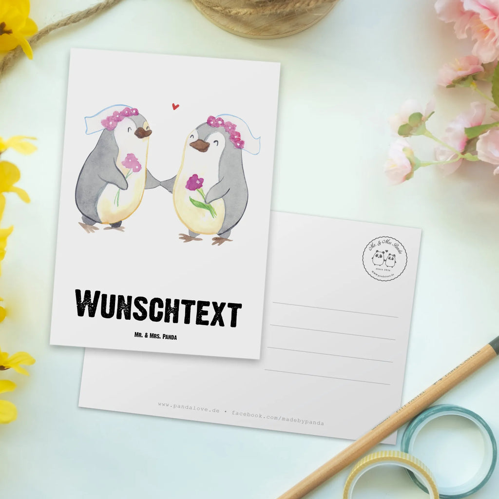 Personalisierte Postkarte Pinguin Pärchen Lesbian Pride Karte mit Wunschtext, Ansichtskarte mit Wunschtext, Einladung mit Wunschtext, Postkarte mit Wunschtext, Postkarte mit Namen, Grußkarte mit Wunschtext, Karte mit Namen, Postkarte Bedrucken, Geschenkkarte mit Wunschtext, Einladung mit Namen, Ansichtskarte mit Namen, Grußkarte mit Namen, Postkarte Personalisierbar, Geschenkkarte mit Namen, Hochzeitskarte, Hochzeit, Hochzeitsgeschenk, Ehe, Hochzeitsfeier, Trauung, Trauungsgeschenk, Verlobungsfeier, Verlobungsgeschenk, Hochzeitsgeschenkideen, Hochzeitsgeschenke für Brautpaar, Gleichgeschlechtliche Hochzeit