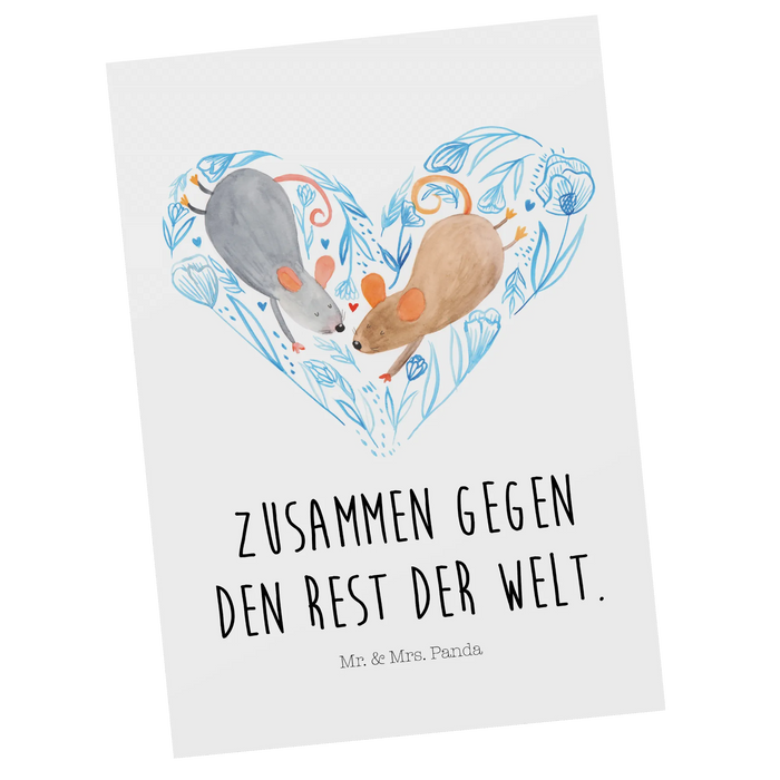 Postcard Marriage mice heart