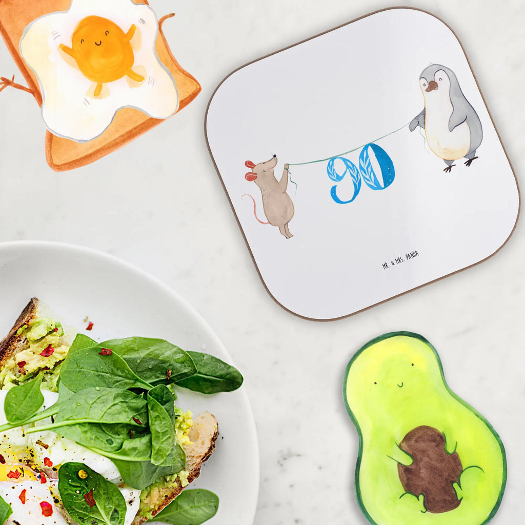 Podkładka 90. urodziny mysz pingwin Urodziny, prezent urodzinowy, prezent