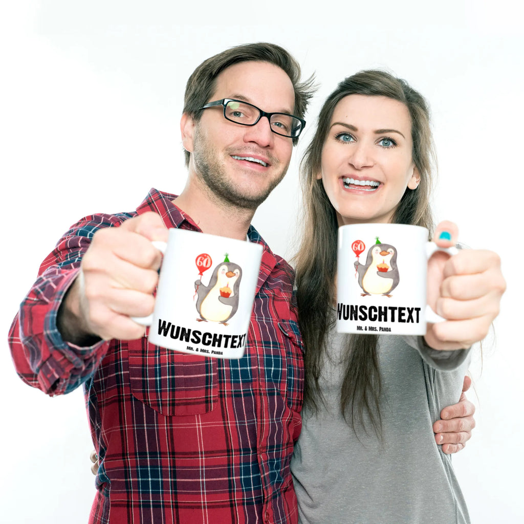 Personalisierte Tasse 60. Geburtstag Pinguin Luftballon Wunschname, Namen, Personalisiert, Tasse mit Namen, Tasse, Personalisierte Tasse, Namenstasse, Drucken, Geburtstag, Geburtstagsgeschenk, Geschenk, Geburtstage, Geburtstagsfeier, Happy Birthday, Pinguin