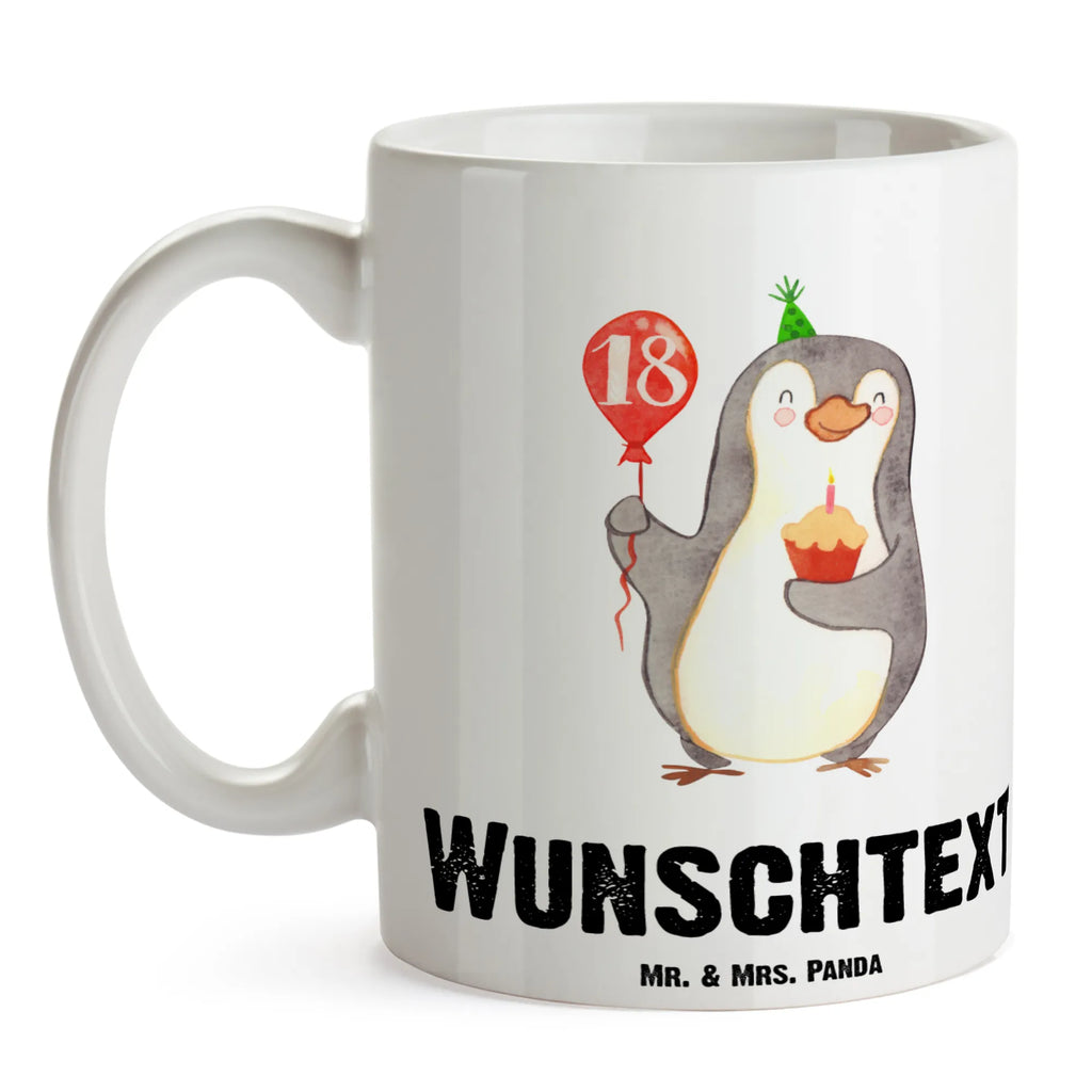 Personalisierte Tasse 18. Geburtstag Pinguin Luftballon Personalisiert, Namen, Namenstasse, Tasse, Drucken, Tasse mit Namen, Wunschname, Personalisierte Tasse, Geschenk, Geburtstag, Geburtstagsgeschenk, Geburtstage, Happy Birthday, Pinguin, Geburtstagsfeier