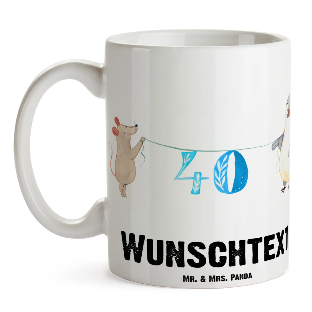 Personalisierte Tasse 40. Geburtstag Maus Pinguin Wunschname, Tasse, Drucken, Namenstasse, Personalisiert, Namen, Personalisierte Tasse, Tasse mit Namen, Geburtstag, Geburtstagsgeschenk, Geschenk, Feiern, Kuchen, Party, Torte