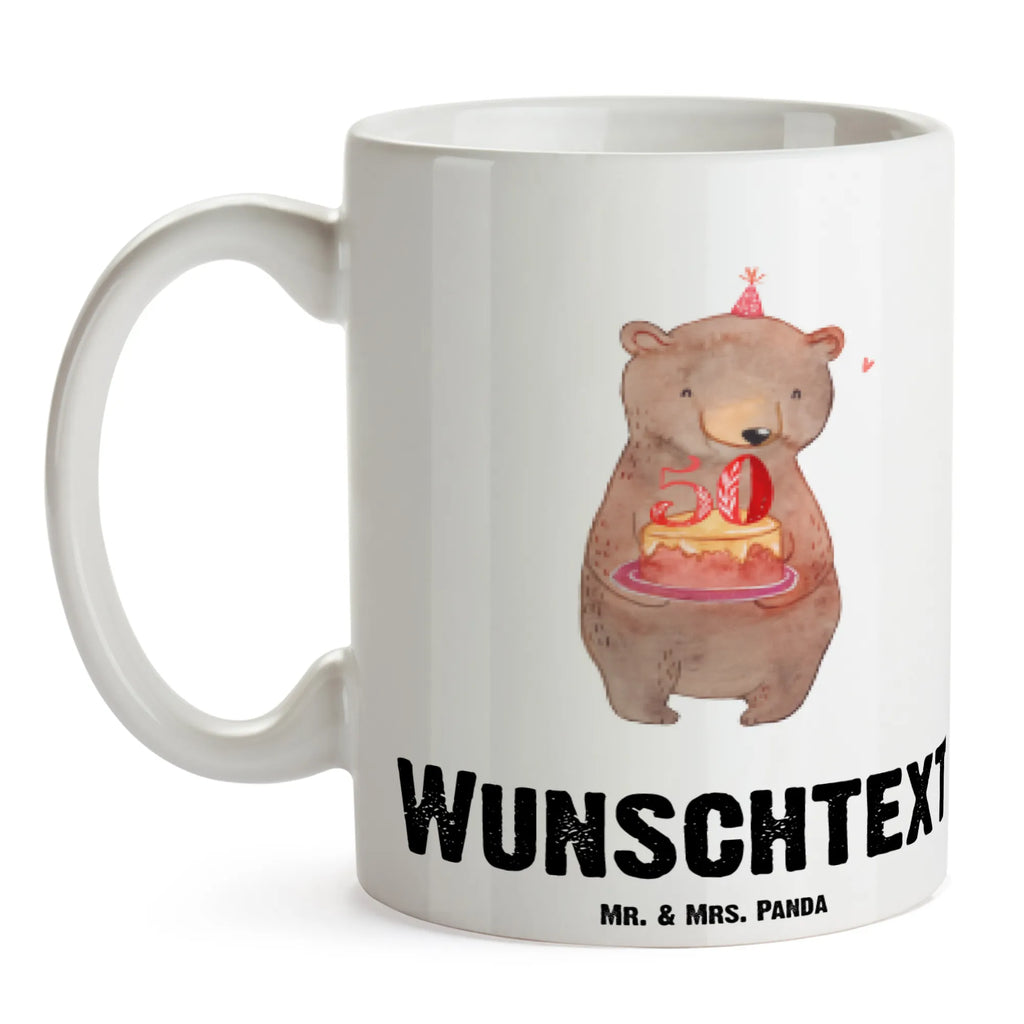 Spersonalizowany kubek Miś Tort 50. urodziny Urodziny, prezent urodzinowy, prezent