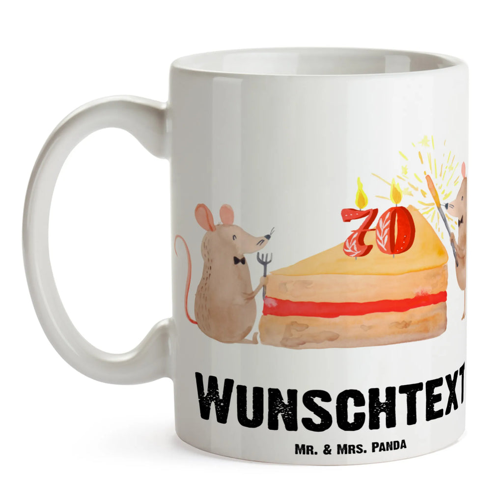 Personalisierte Tasse 70. Geburtstag Mäuse Kuchen Tasse, Personalisierte Tasse, Personalisiert, Namenstasse, Wunschname, Tasse mit Namen, Drucken, Namen, Geburtstag, Geburtstagsgeschenk, Geschenk, Maus, Geburtstage, Happy Birthday, Geburtstagsfeier