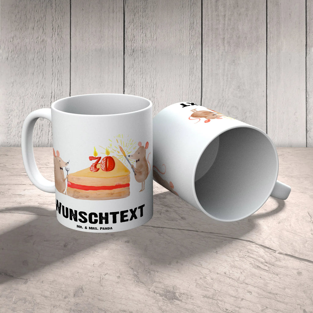 Personalisierte Tasse 70. Geburtstag Mäuse Kuchen Tasse, Personalisierte Tasse, Personalisiert, Namenstasse, Wunschname, Tasse mit Namen, Drucken, Namen, Geburtstag, Geburtstagsgeschenk, Geschenk, Maus, Geburtstage, Happy Birthday, Geburtstagsfeier