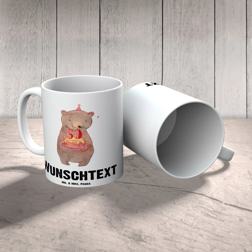 Personalisierte Tasse Bär Torte 60. Geburtstag Personalisiert, Namenstasse, Namen, Tasse, Personalisierte Tasse, Wunschname, Tasse mit Namen, Drucken, Geschenk, Geburtstag, Geburtstagsgeschenk, Torte, Party, Kuchen, Feiern
