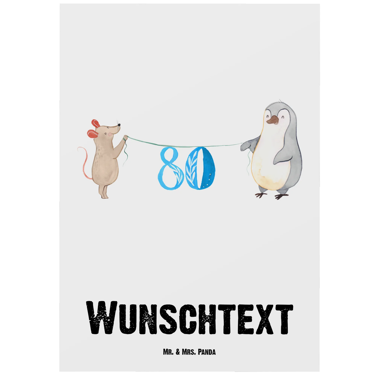 Personalisierte Postkarte 80. Geburtstag Maus Pinguin Ansichtskarte mit Wunschtext, Postkarte mit Wunschtext, Grußkarte mit Namen, Personalisierte Postkarte mit Namen, Ansichtskarte mit Namen, Personalisierte Postkarte, grußkarte personalisiert, Personalisierte Karte, individuelle grußkarte, Individualisierbare Postkarte, Personalisierte Postkarte mit Wunschtext, Postkarte mit eigenem Text, Personalisierbare Grußkarte, Personalisierte Mr. & Mrs. Panda Postkarte, Karte mit Wunschtext, Postkarte mit Namen, Personalisierte Grußkarte, Postkarte personalisiert, Grußkarte mit Wunschtext, Postkarte Personalisierbar, Personalisierte Grußkarten, Karte mit Namen, Grußkarte mit eigenem Text, personalisierbare postkarte, individuelle postkarte, Postkarten mit Namen, personalisierte postkarten, Geschenk, Geburtstag, Geburtstagsgeschenk, Feiern, Kuchen, Torte, Party