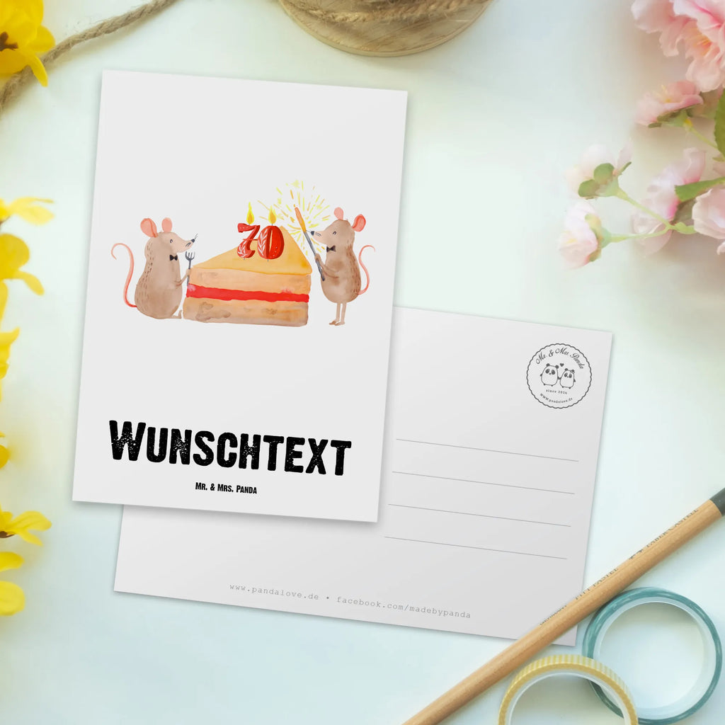 Personalisierte Postkarte 70. Geburtstag Mäuse Kuchen Postkarte mit Namen, Postkarte personalisierbar, Ansichtskarte mit Wunschtext, Postkarte bedrucken, Karte mit Wunschtext, Karte mit Namen, Einladung mit Namen, Grußkarte mit Wunschtext, Geschenkkarte mit Wunschtext, Ansichtskarte mit Namen, Grußkarte mit Namen, Geschenkkarte mit Namen, Postkarte mit Wunschtext, Einladung mit Wunschtext, Geburtstag, Geburtstagsgeschenk, Geschenk, Maus, Happy Birthday, Geburtstage, Geburtstagsfeier