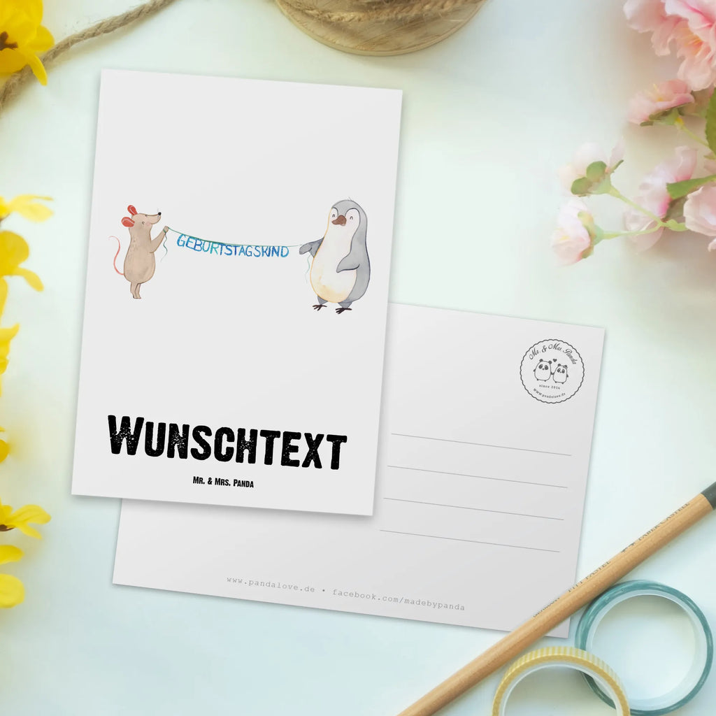 Personalisierte Postkarte Maus Pinguin Geburtstag Postkarte mit Namen, Geschenkkarte mit Namen, Ansichtskarte mit Namen, Geschenkkarte mit Wunschtext, Postkarte mit Wunschtext, Grußkarte mit Wunschtext, Grußkarte mit Namen, Einladung mit Wunschtext, Karte mit Namen, Karte mit Wunschtext, Einladung mit Namen, Postkarte personalisierbar, Ansichtskarte mit Wunschtext, Postkarte bedrucken, Geburtstag, Geburtstagsgeschenk, Geschenk, Happy Birthday, Geburtstage, Geburtstagsfeier, Maus, Pinguin