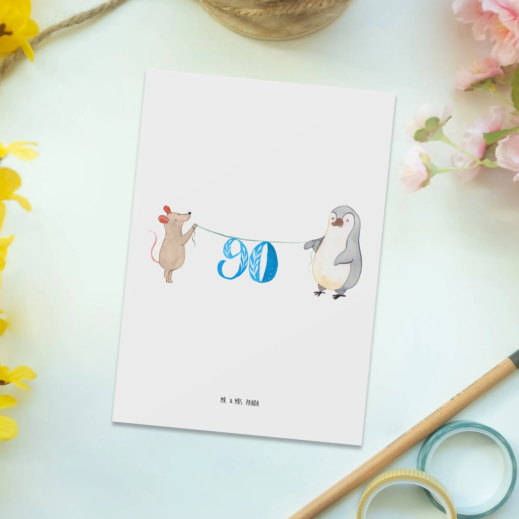 Postcard 90th birthday mouse penguin Postcard, invitation card, letter, card, invitation, paper, postcards, gift card, gift, Birthday, celebration, party, birthday party, friends, family, birthday wish, birthday present, birthday cards, 18th birthday, 30th birthday, 40th, 50th, 60th, 70th, 80th, 90th, 90th., gift ideas, gifts for girlfriend, boyfriend, mom, dad, brother, sister, congratulations, funny, sayings, 1 year, money gifts, guest gifts, gifts online, gift basket, special gifts, unusual gifts, extraordinary gifts, gift package, original gifts, gift items, special birthday gifts, present, birthday, cake