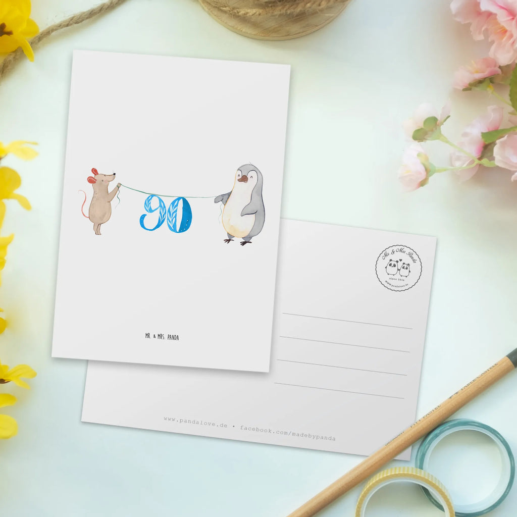 Postcard 90th birthday mouse penguin Postcard, invitation card, letter, card, invitation, paper, postcards, gift card, gift, Birthday, celebration, party, birthday party, friends, family, birthday wish, birthday present, birthday cards, 18th birthday, 30th birthday, 40th, 50th, 60th, 70th, 80th, 90th, 90th., gift ideas, gifts for girlfriend, boyfriend, mom, dad, brother, sister, congratulations, funny, sayings, 1 year, money gifts, guest gifts, gifts online, gift basket, special gifts, unusual gifts, extraordinary gifts, gift package, original gifts, gift items, special birthday gifts, present, birthday, cake