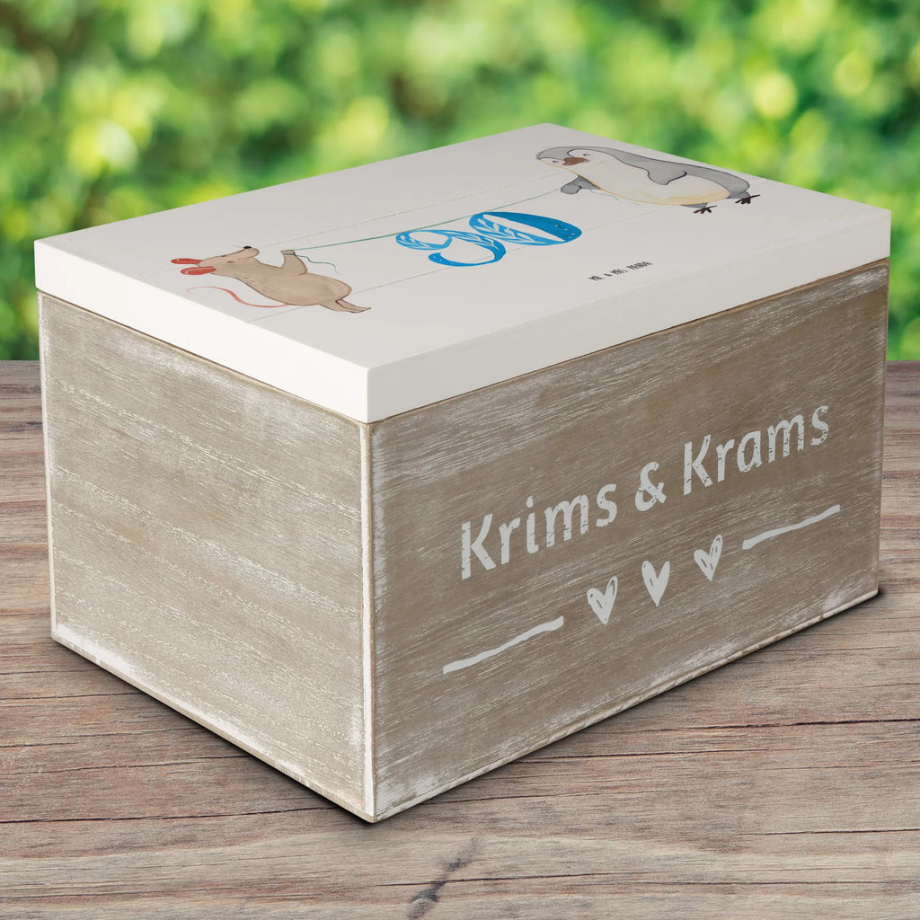 Holzkiste 90. Geburtstag Maus Pinguin Schatulle, Truhe, Geschenkdose, XXL, Kiste, Aufbewahrungsbox, Erinnerungskiste, Geschenkbox, Schatzkiste, Dekokiste, Erinnerungsbox, Holzkiste, Geburtstag, Geburtstagsgeschenk, Geschenk, Kuchen, Party, Torte, Feiern