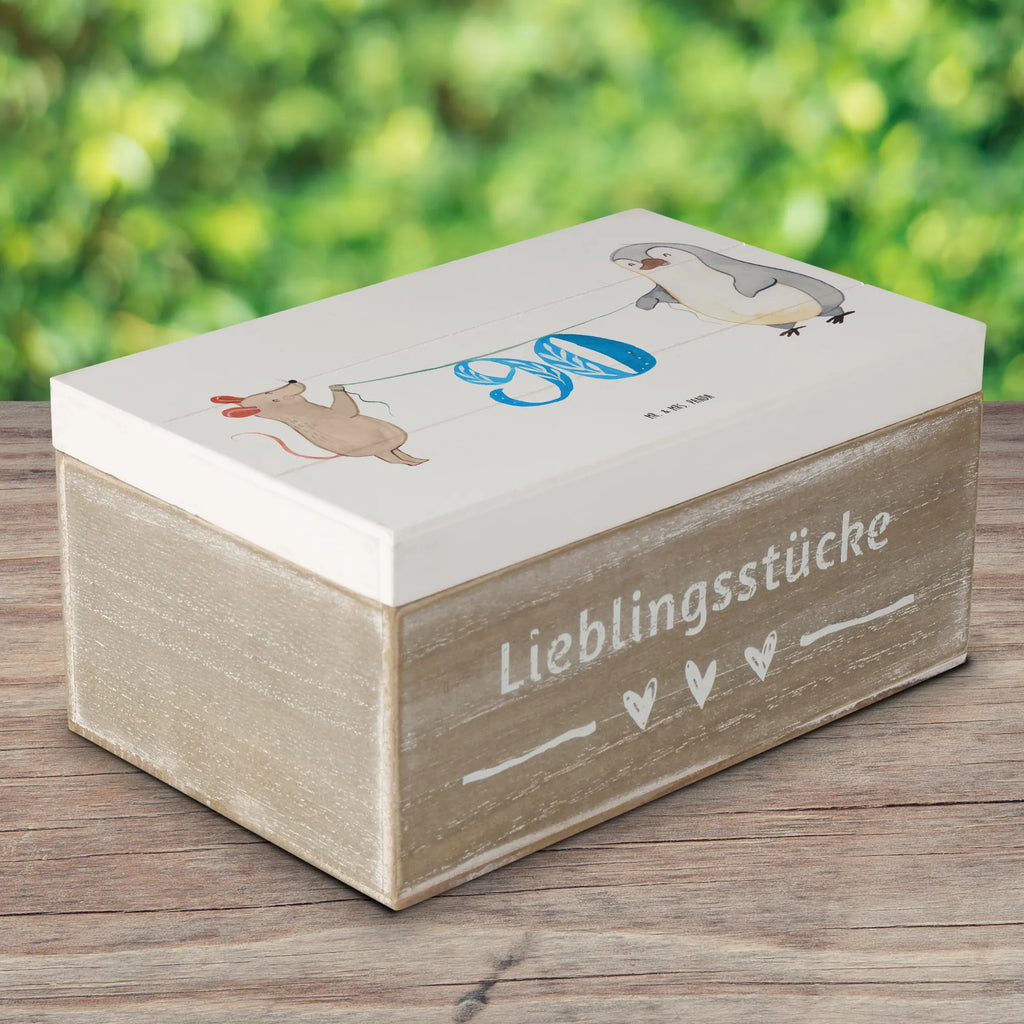 Holzkiste 90. Geburtstag Maus Pinguin Schatulle, Truhe, Geschenkdose, XXL, Kiste, Aufbewahrungsbox, Erinnerungskiste, Geschenkbox, Schatzkiste, Dekokiste, Erinnerungsbox, Holzkiste, Geburtstag, Geburtstagsgeschenk, Geschenk, Kuchen, Party, Torte, Feiern