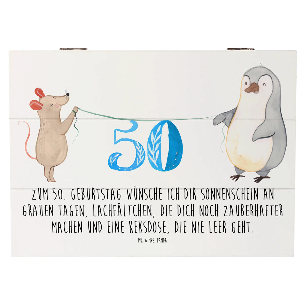 Holzkiste 50. Geburtstag Maus Pinguin Holzkiste, Geschenkdose, Dekokiste, Schatulle, Geschenkbox, Schatzkiste, Kiste, XXL, Erinnerungskiste, Truhe, Erinnerungsbox, Aufbewahrungsbox, Geburtstag, Geburtstagsgeschenk, Geschenk, Torte, Party, Feiern, Kuchen