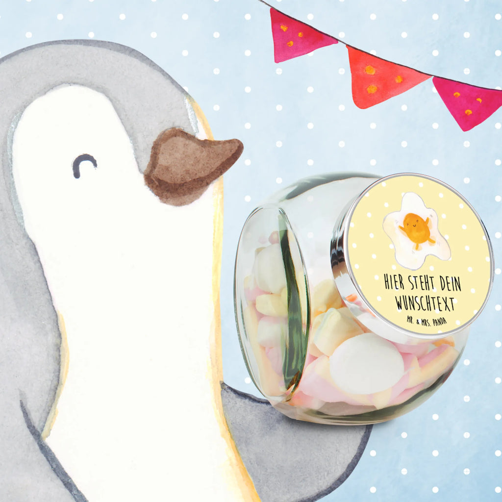 Personalized Candy Jar Fried egg egg small animals, cute, funny, cute animal motives, hand drawn, small world, funny sayings, good mood, happy, gifts, gift ideas, special gifts, animal lover, card, fried egg, day, Egg, nice, love