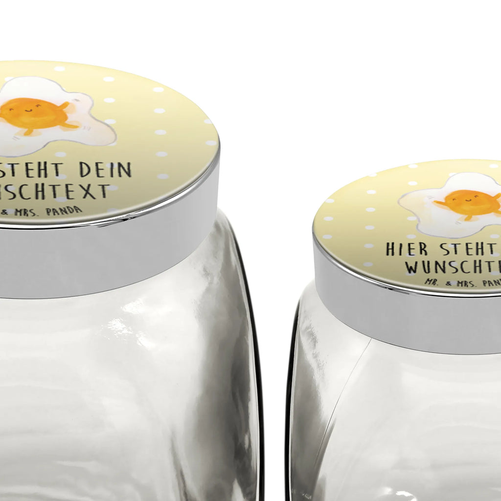 Personalized Candy Jar Fried egg egg small animals, cute, funny, cute animal motives, hand drawn, small world, funny sayings, good mood, happy, gifts, gift ideas, special gifts, animal lover, card, fried egg, day, Egg, nice, love